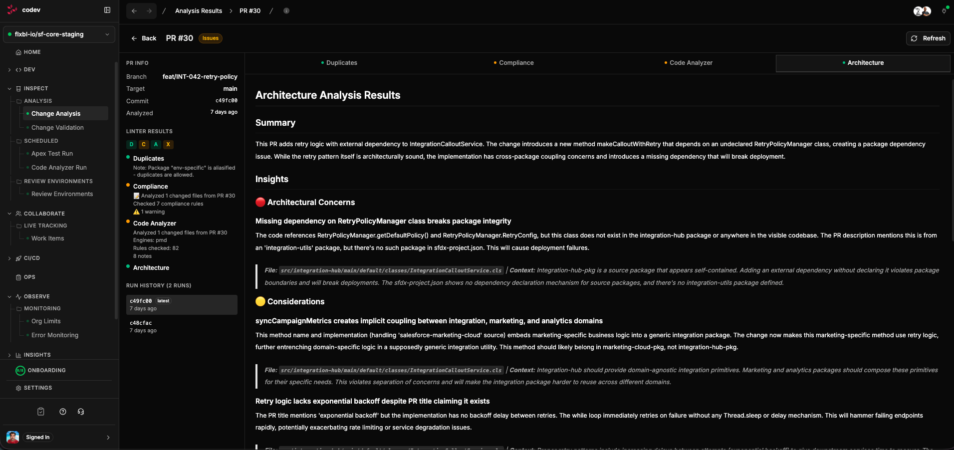 Architecture Analysis Results