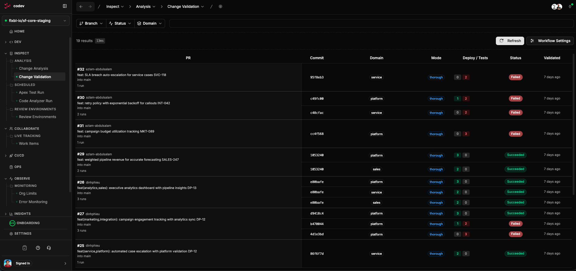 Change Validation page