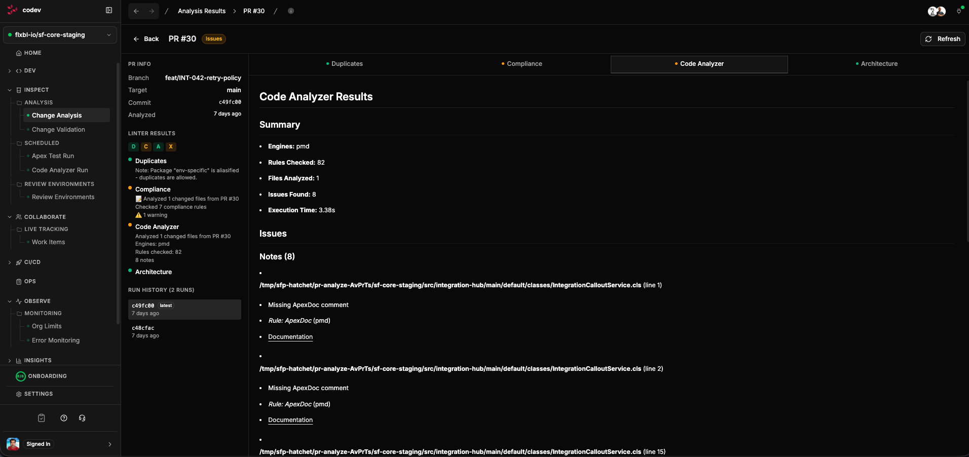 Code Analyzer Results